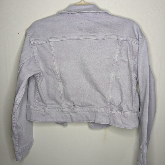 Wild Fable Denim Cropped Jean Jacket Women's size S distressed Lavender W-1 - Picture 4 of 8